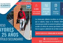 Ingreso Mayores de 25 años sin título secundario