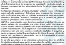 UNICEN adhiere a comunicados emitidos desde ANFHE y CODESOC