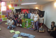 Alumnos de escuela rural en producción sobre Cortázar