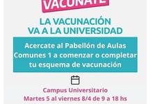 Vacunación va a la Universidad, en los campus de Tandil, Azul y Olavarría